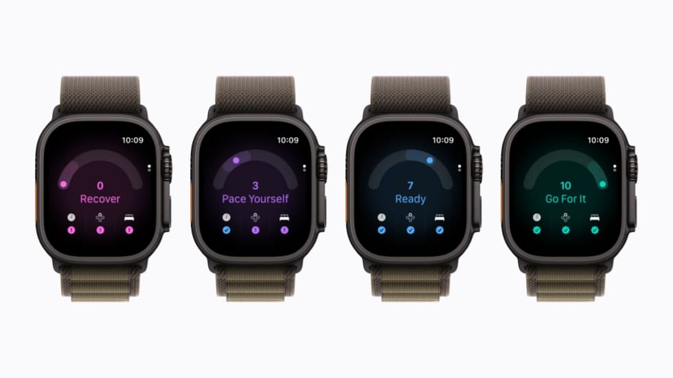 Apple Watch 顯示全新的 Readiness 應用程式與四大運動建議狀態