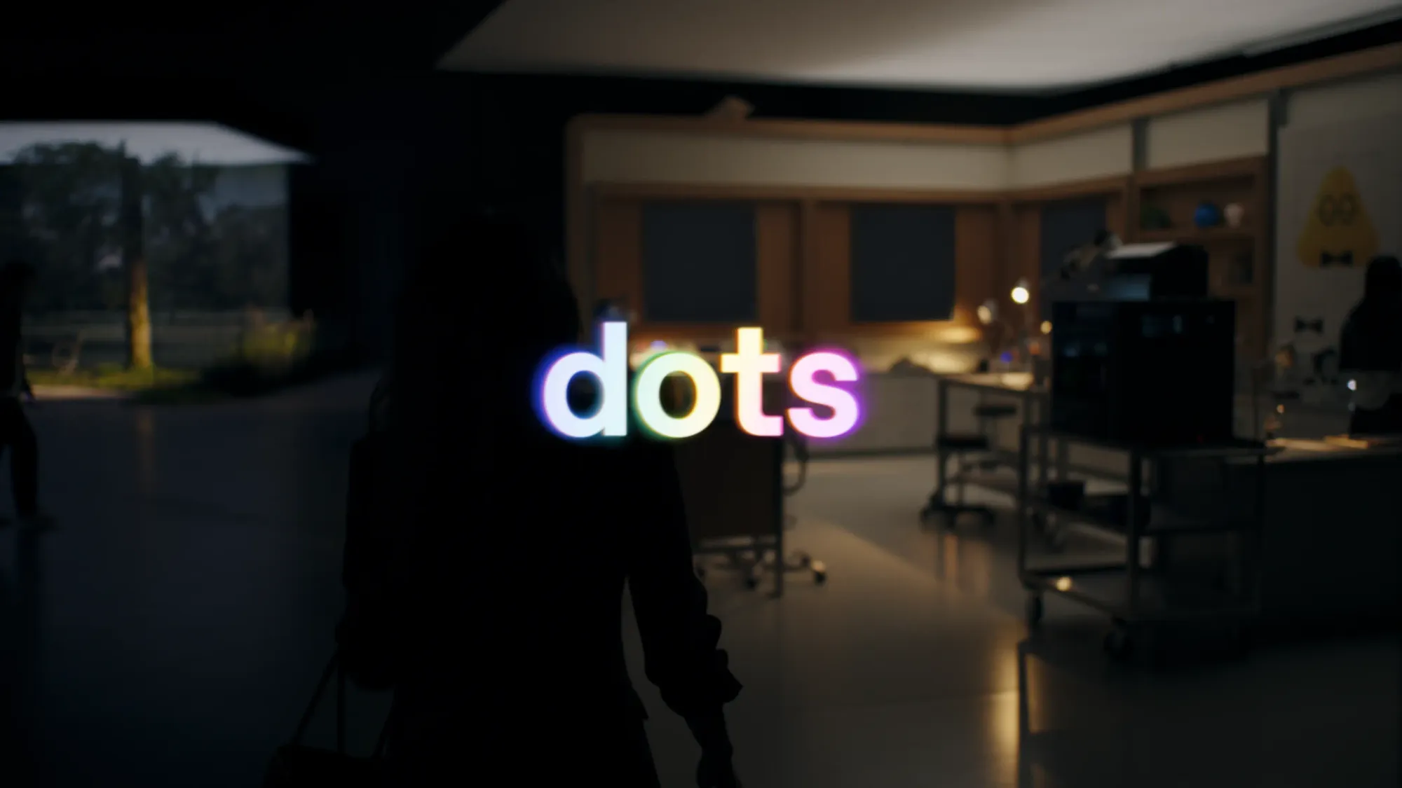 OpenAI 官方 Dots 影片封面，人物與漂浮的 AI 智慧體在星空場景中互動