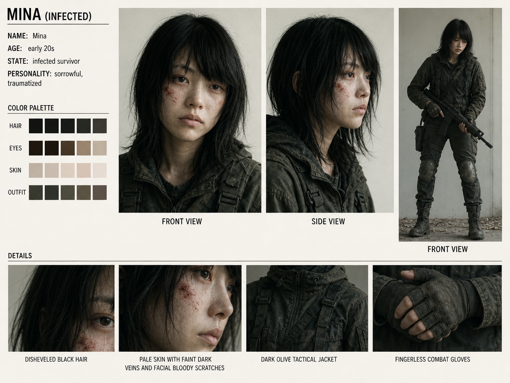 MINA (INFECTED) 感染態角色設計設定表 Model Sheet