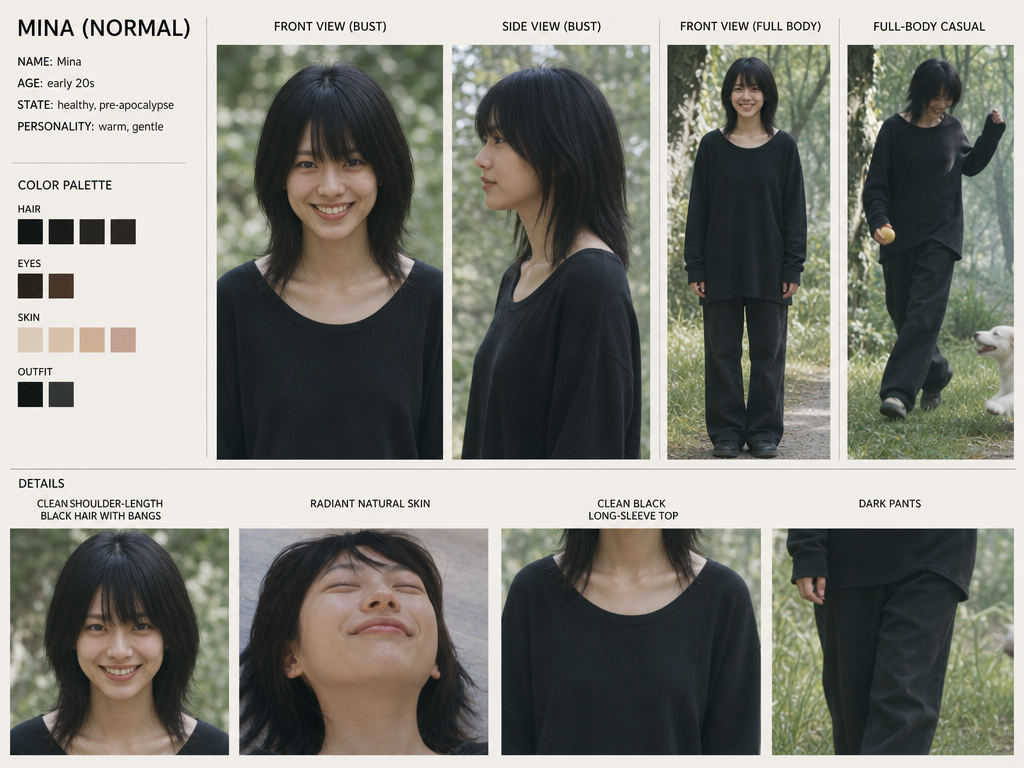MINA (NORMAL) 正常態角色設計設定表 Model Sheet