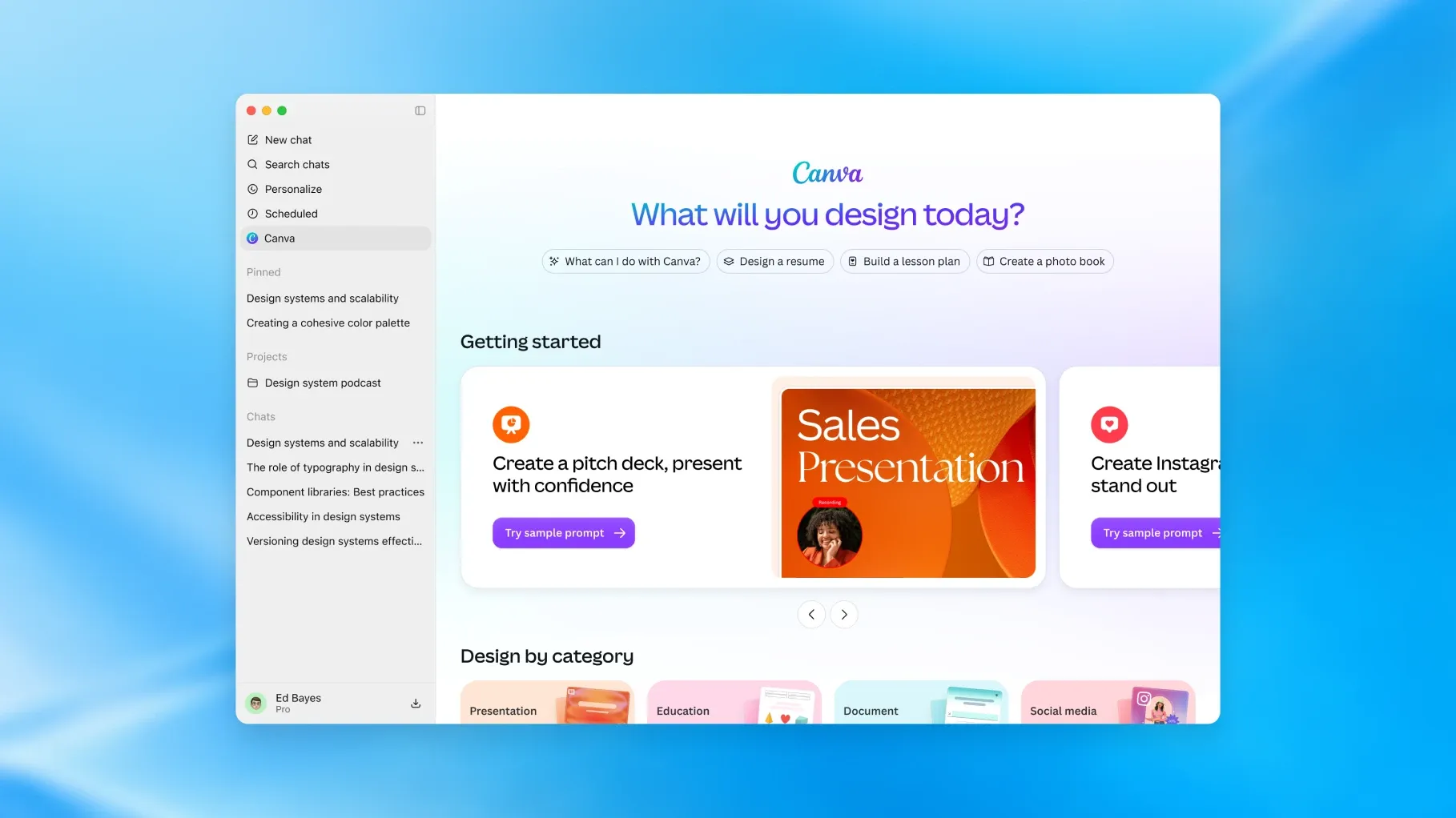 ChatGPT Plugin Extensions 官方介面,側邊欄顯示 Canva 外掛
