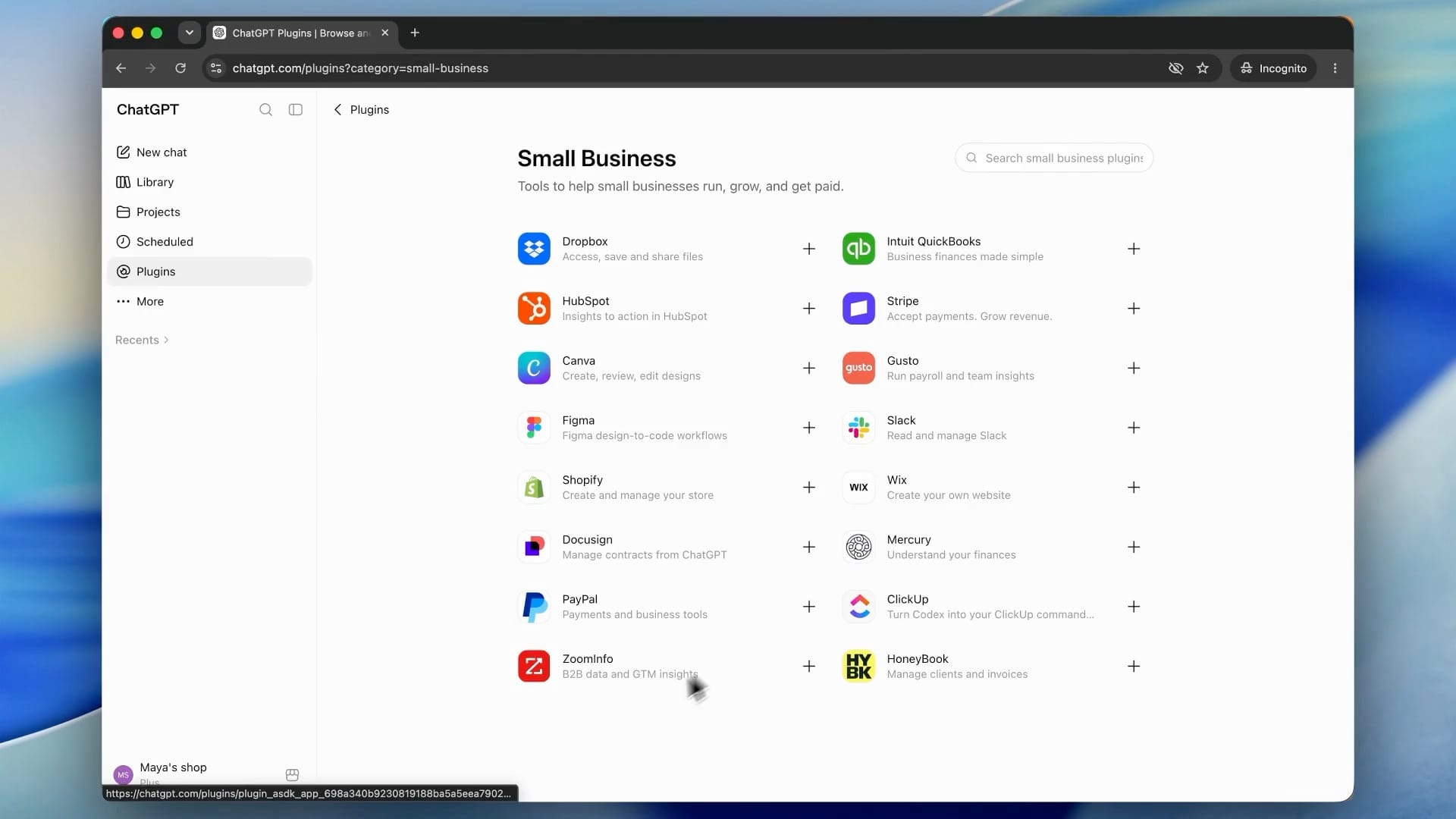 ChatGPT Plugins Small Business 專屬分類目錄完整 16 大工具截圖
