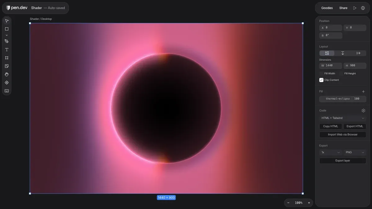 pen.dev Vibe Shaders 即時著色器渲染效果