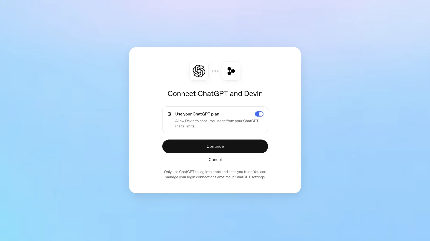 第三方工具 Dactyl 的 Sign in with ChatGPT 官方登入畫面