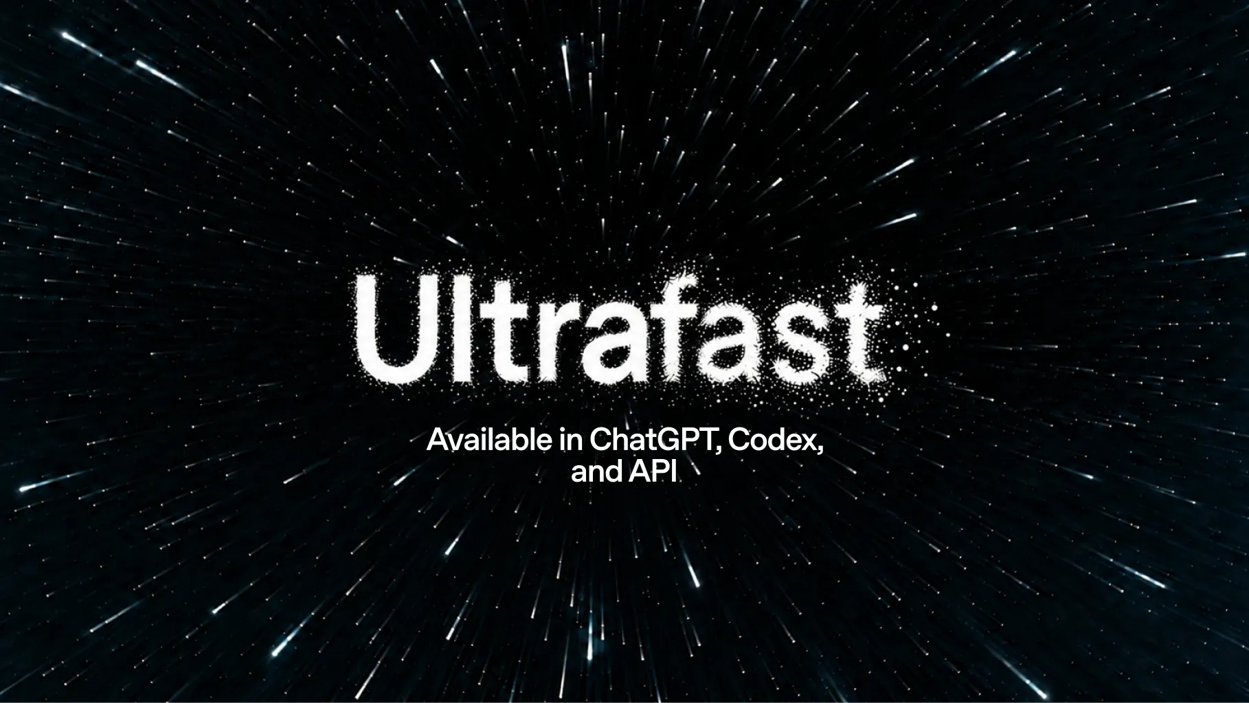 Astra Ultrafast 官方視覺,星空背景上顯示可在 ChatGPT、Codex 與 API 使用