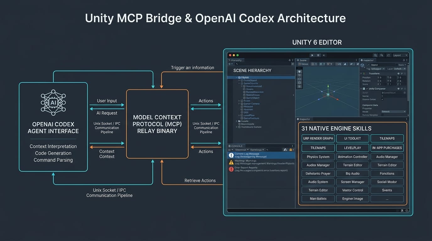 Unity MCP Bridge 與 OpenAI Codex 技術架構全景圖