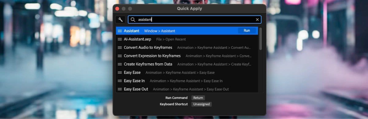 After Effects Assistant 官方操作畫面