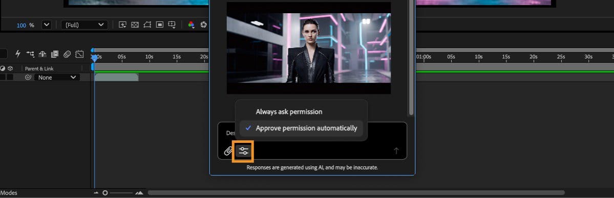 The Assistant's settings menu shows two permission options: always ask permission or approve permission automatically.