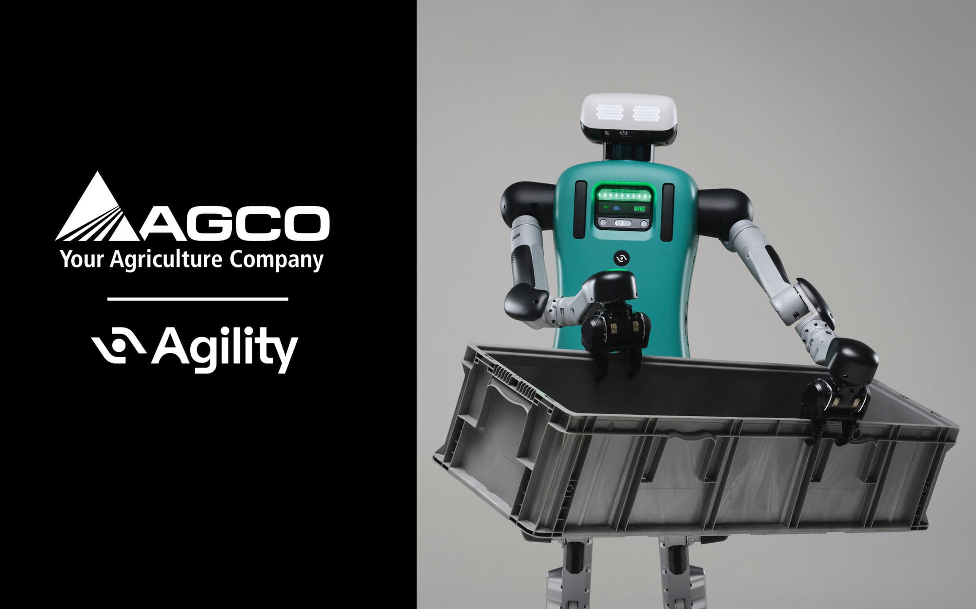 AGCO 與 Agility 官方合作圖，Digit 搬運料箱