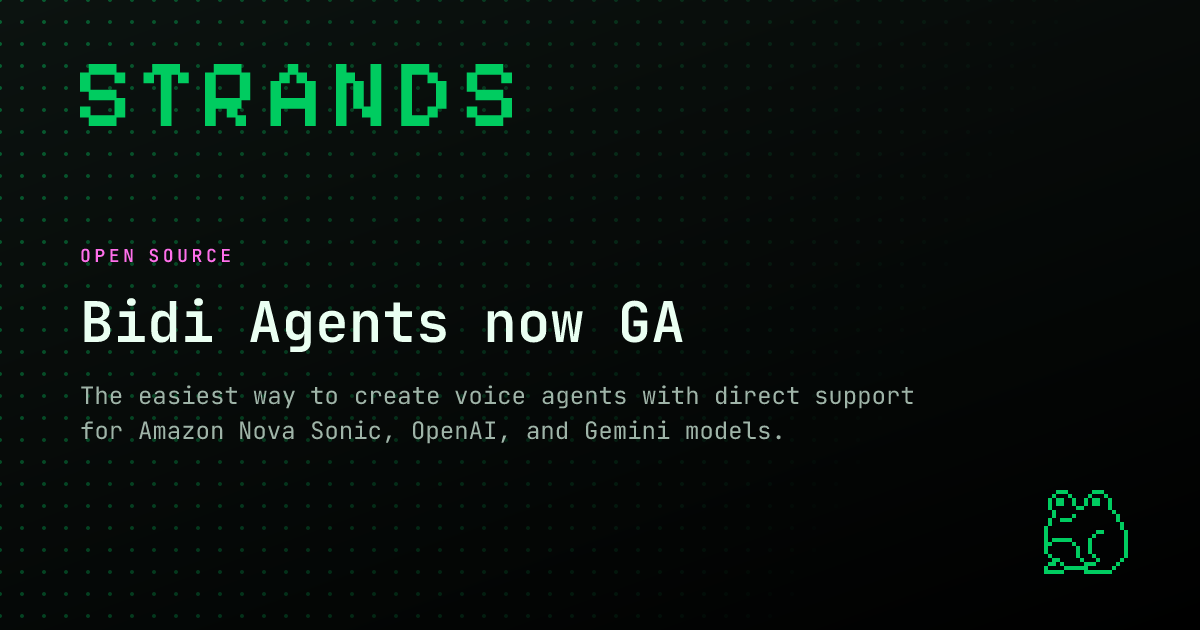 Strands Bidi Agents 正式開放與模型供應商
