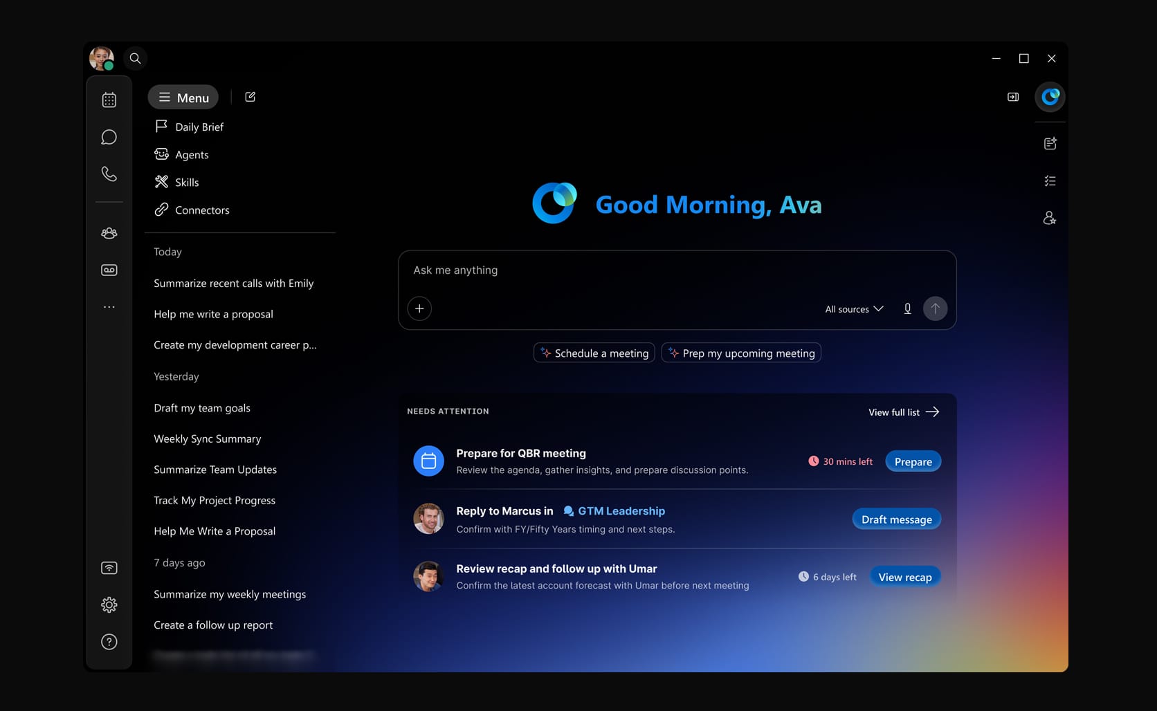 Webex 新版首頁的會議準備與工作清單