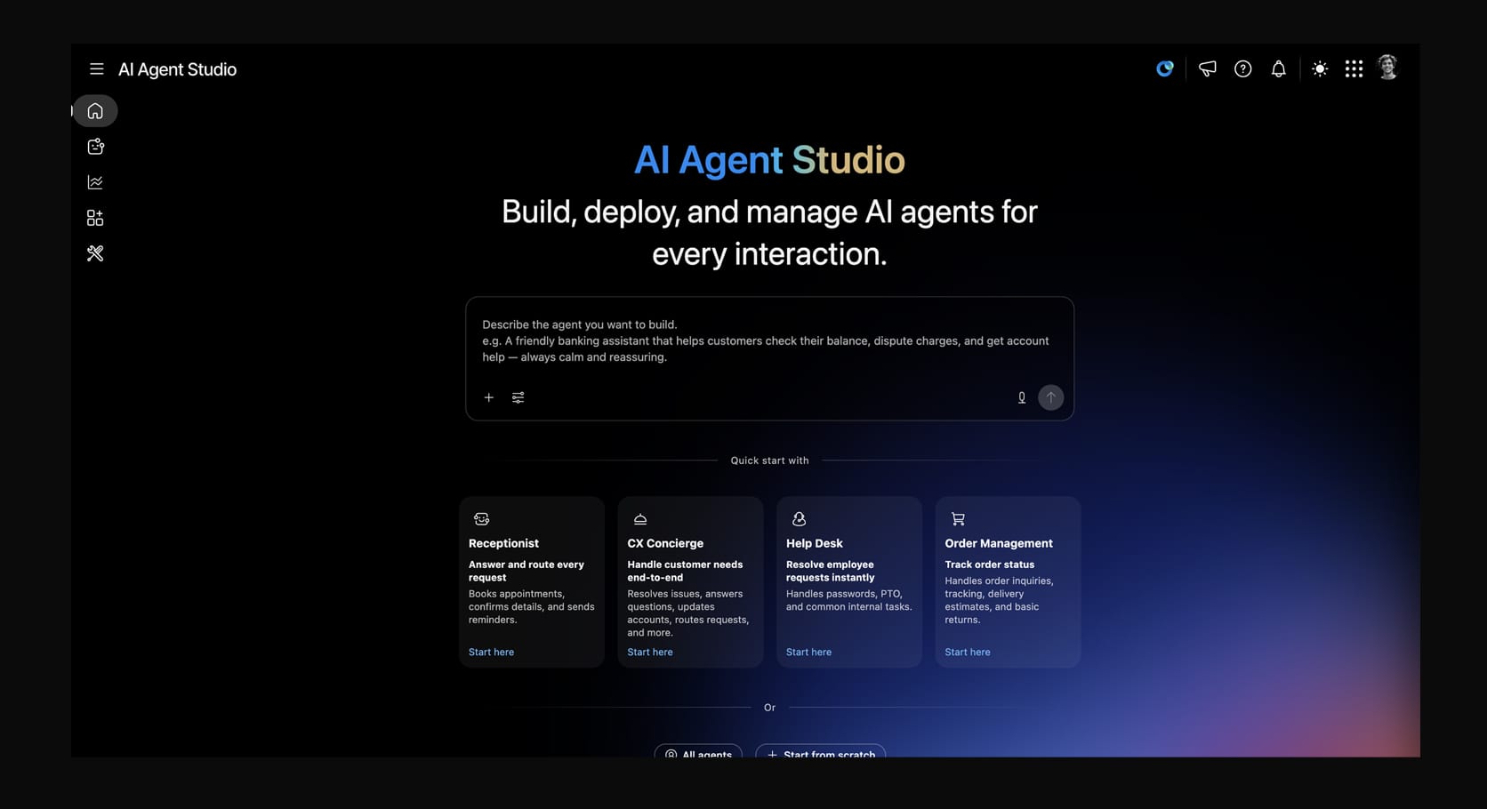 Webex AI Agent Studio 官方建立及管理介面