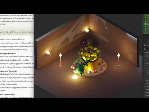 MCP for Blender 官方作者示範的低多邊形地牢與龍場景
