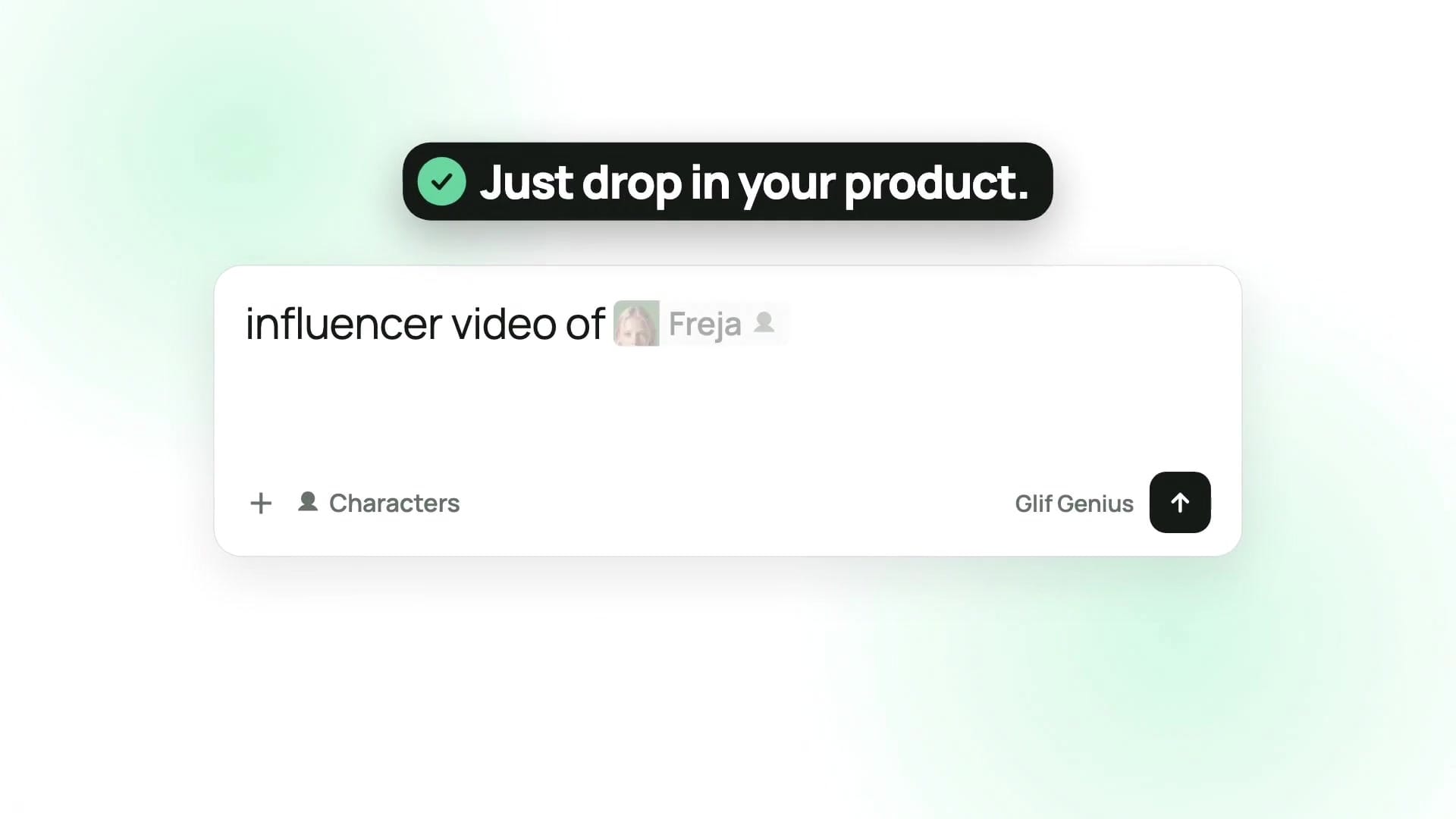 Glif 發表影片的操作示範:influencer video of Freja reviewing these sneaker.png shoes positively,Just drop in your product.