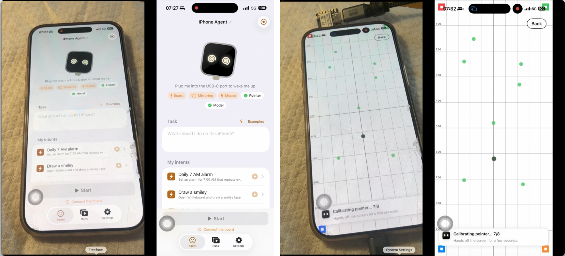 ESP32 iPhone Agent:原作者新版 ESP32 Agent App 畫面,非本站實測。