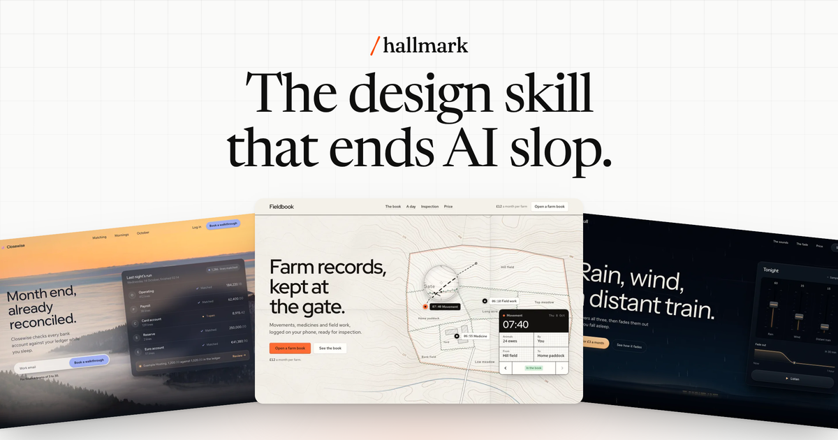 Hallmark 的宣傳圖與三個用它做出的頁面範例