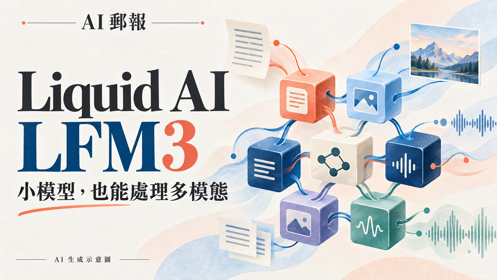 Liquid AI 推出 LFM3:六款小模型處理文字、影像與語音,本機部署前先看什麼?,AI 生成主題示意封面