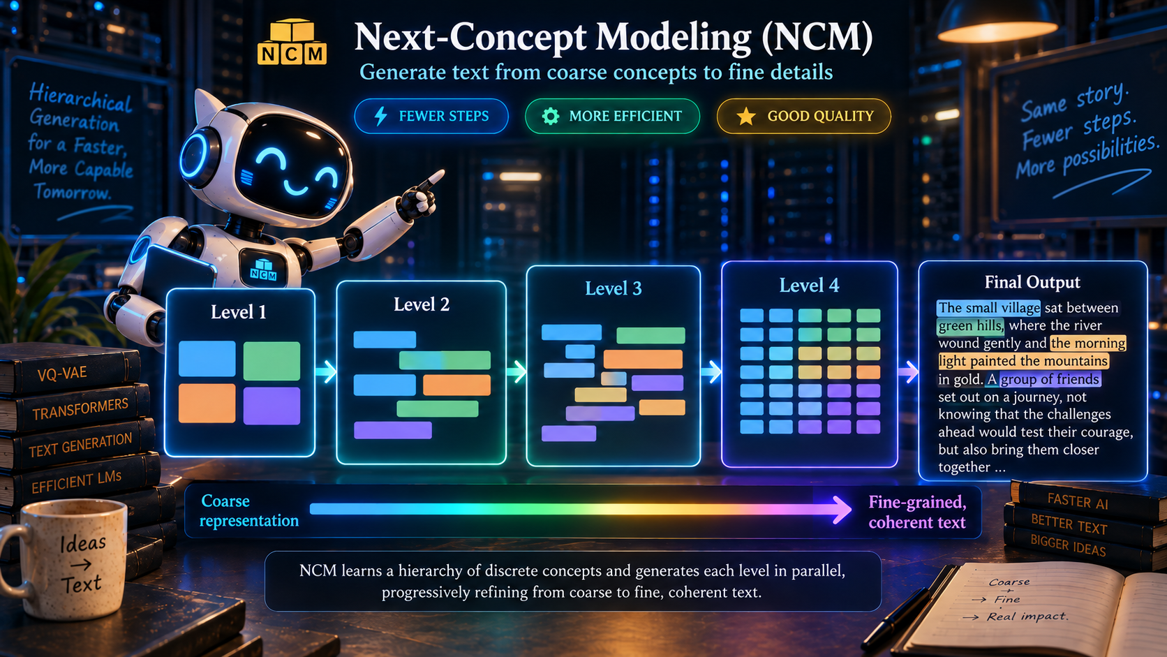 Next-Concept Modeling 由粗到細生成文字的分層表示