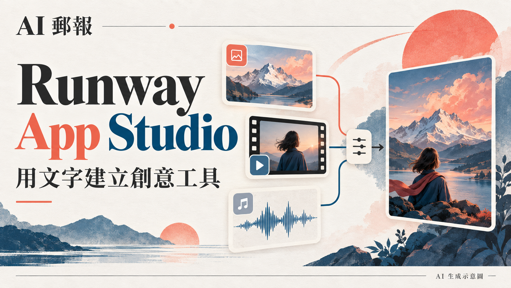 Runway App Studio 是什麼?用文字打造 AI 創意工具,費用、共享與使用限制一次看,AI 生成主題示意封面