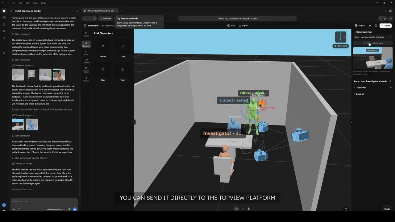 Topview 官方示範影片第 40 秒畫面,用於展示 3D Builder 操作流程。