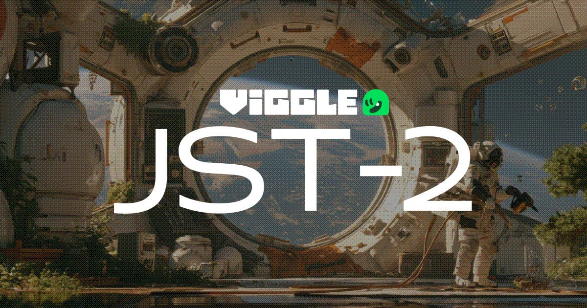 Viggle JST-2 官方發表頁主視覺,太空艙內的太空人與 JST-2 字樣
