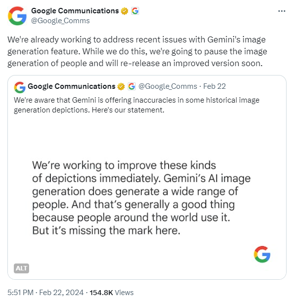 Gemini 遭Google暫停人物圖像生成功能