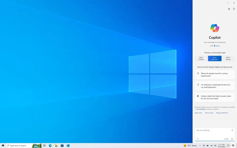 Windows 10用戶現可體驗Microsoft Copilot AI