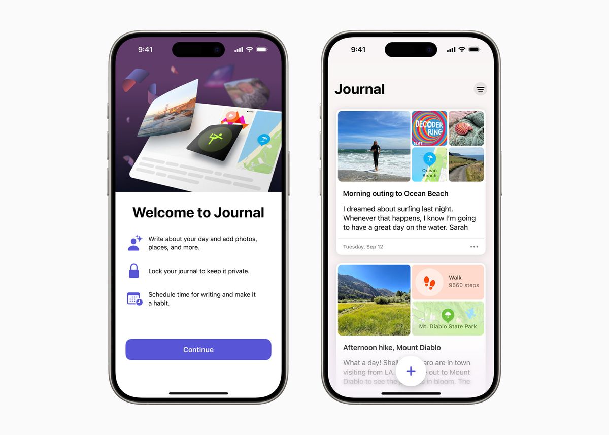 Apple 推出「日誌」，這款全新 App 能幫助使用者反思日常時刻和生活中的特別事件