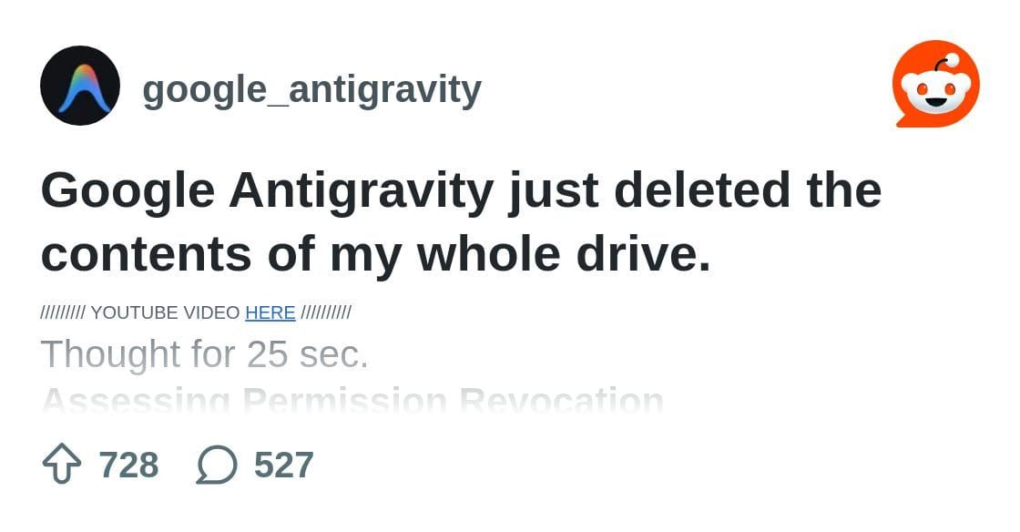 【Vibe Coding】Google Antigravity 出包了 ! 誤刪硬碟事件：開發者如何正確備份專案檔案？