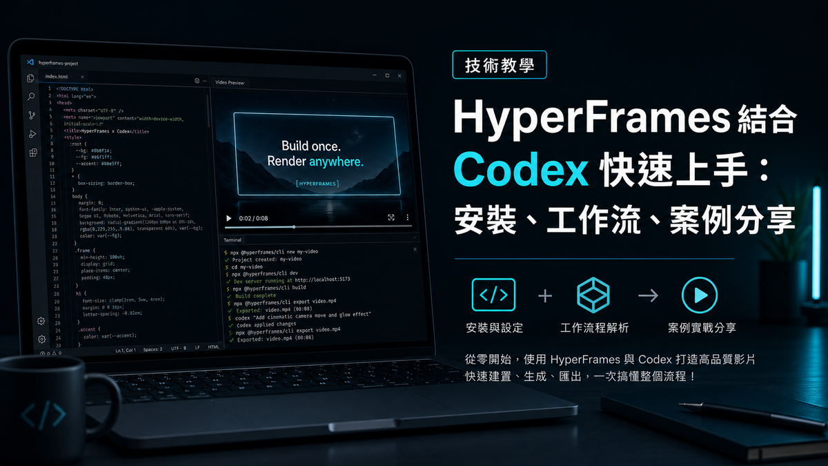 HyperFrames x Codex 快速上手：安裝、工作流、案例分享