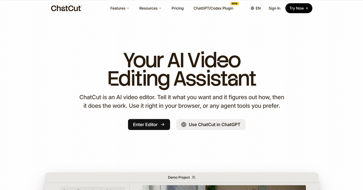 ChatCut with Codex 教學與 AI Video Editing Assistant 入口