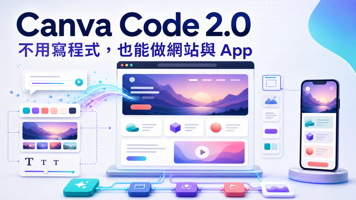 Canva Code 2.0：不用寫程式，也能做網站與 App 的 AI 視覺編輯示意圖