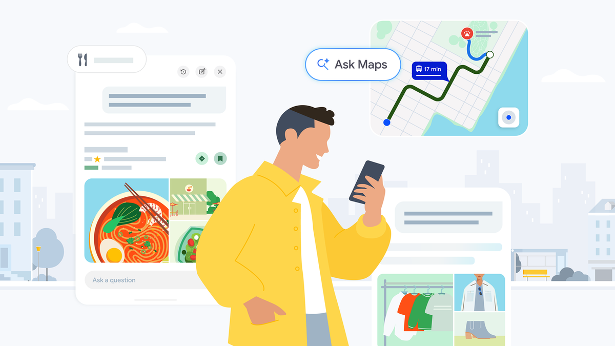 Google Maps Ask Maps 對話式地圖與 AI 訂餐功能官方畫面