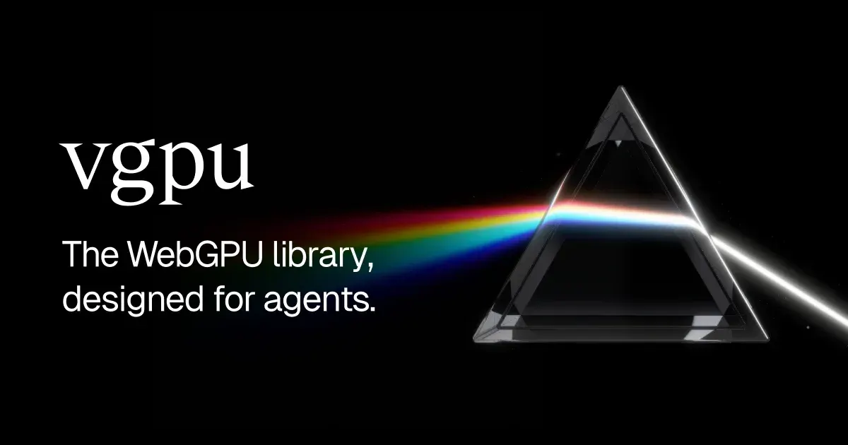 Vercel vgpu 官方主視覺以三稜鏡呈現 WebGPU 函式庫與 Agent 設計概念