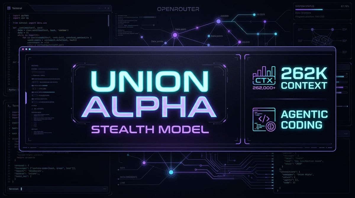 OpenRouter 官方模型頁面上架全新神秘模型 Union Alpha，顯示 262K 上下文、原生多模態與免費調用資訊
