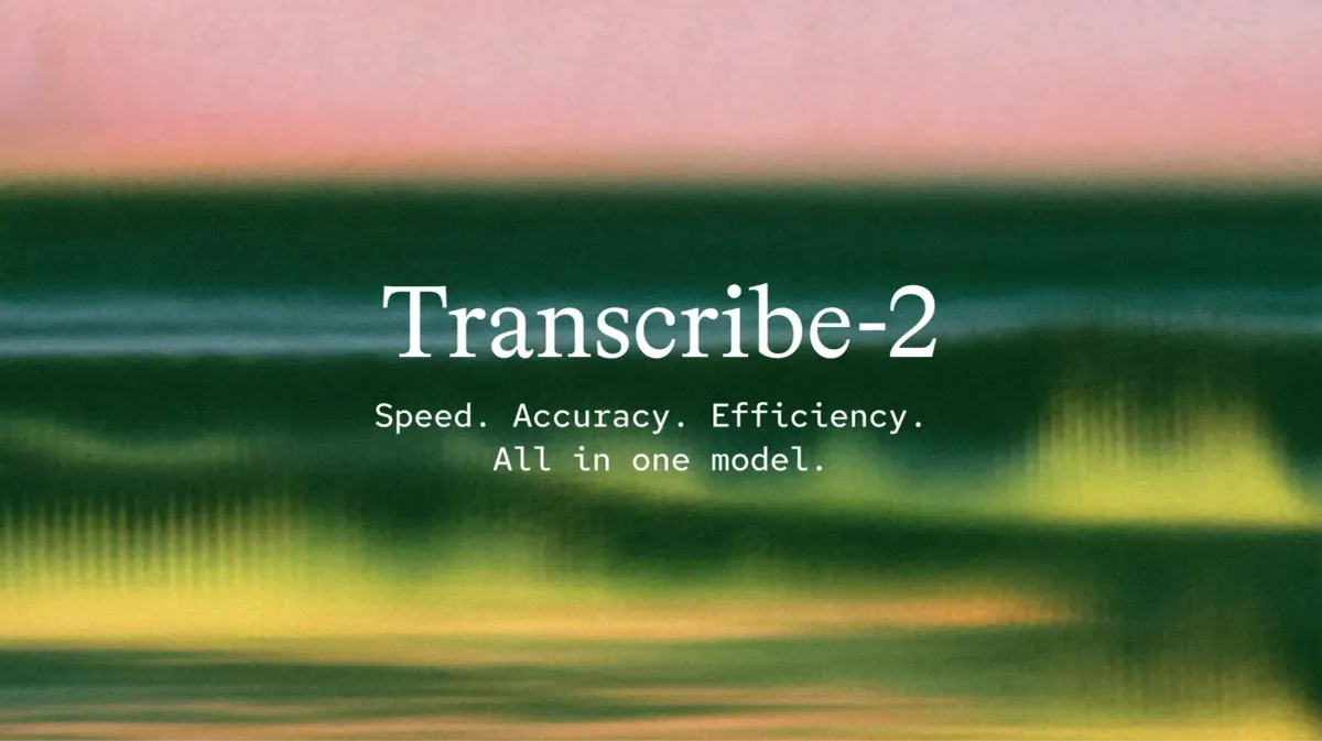 Microsoft MAI-Transcribe-2 官方主視覺，以彩色波形呈現語音轉文字模型