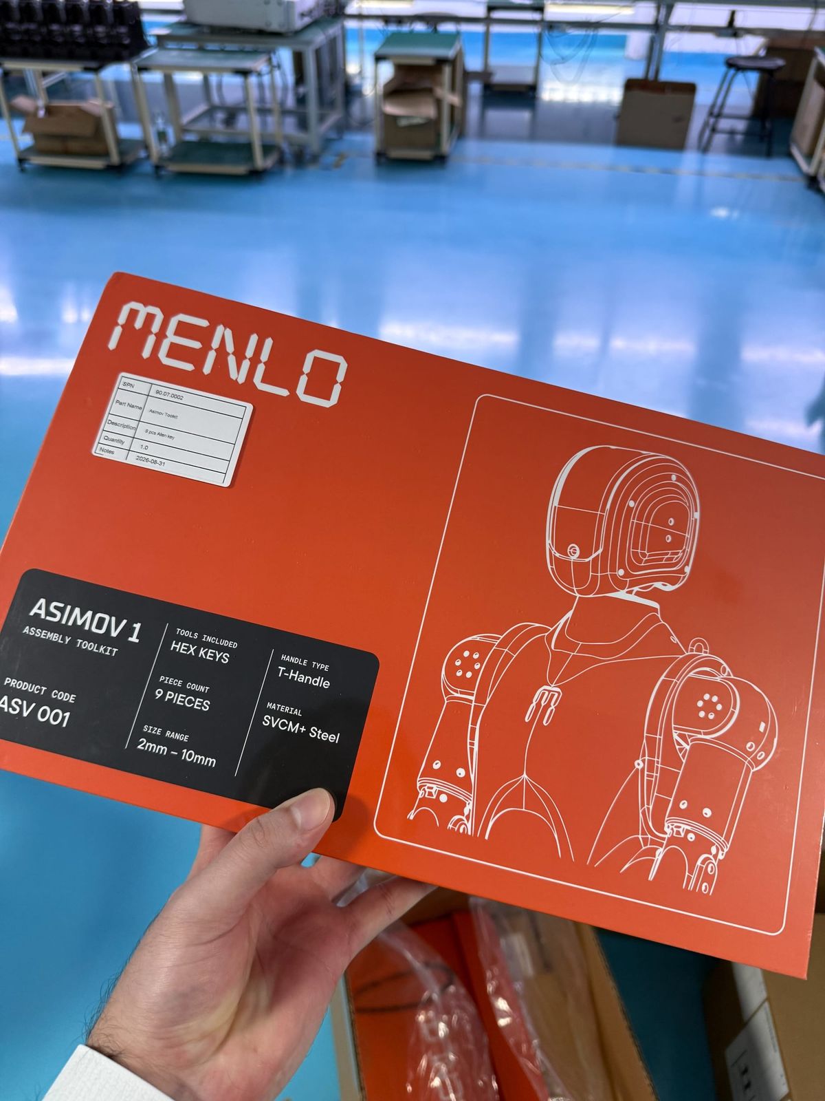 Asimov 1 官方橘色組裝工具盒與人形機器人線稿