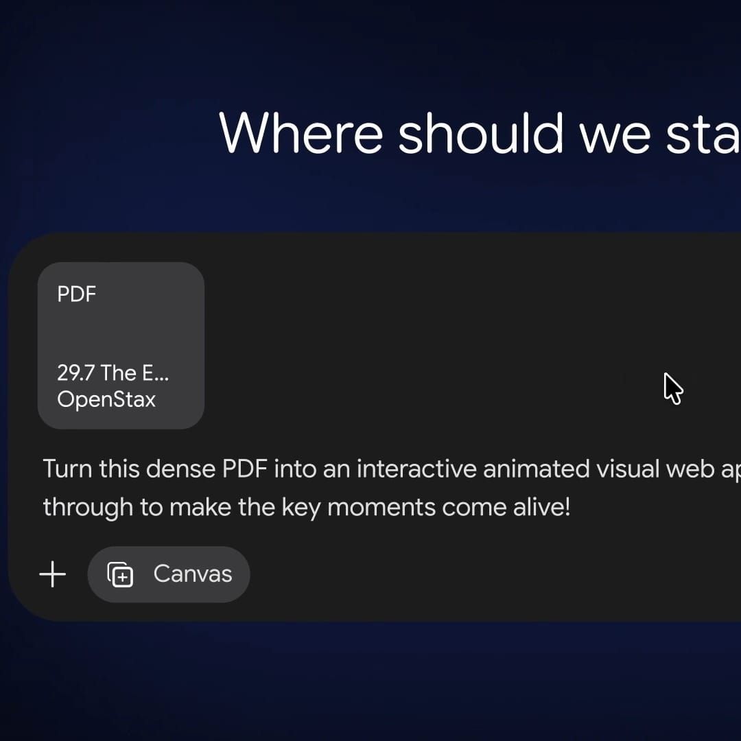 Gemini Canvas 把文件內容轉為互動應用程式的官方示範
