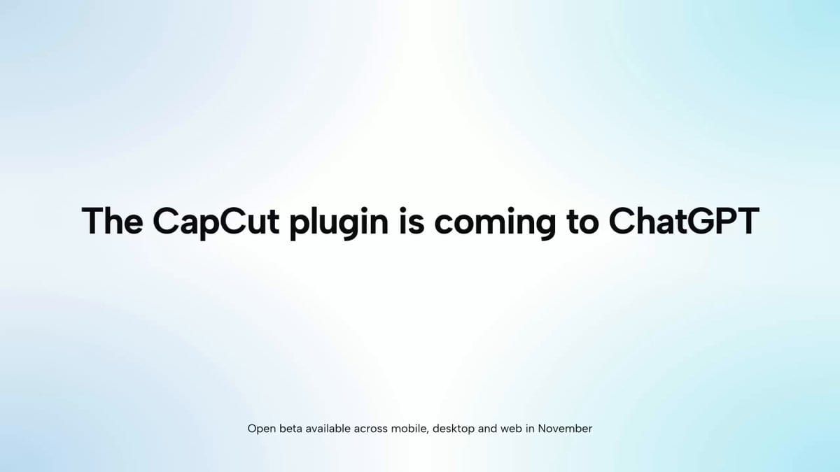CapCut 預告接入 ChatGPT官方發布畫面