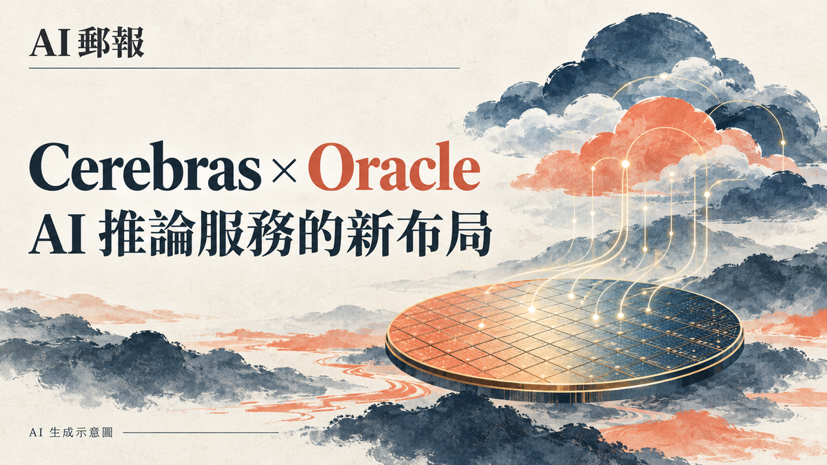 Cerebras 推論將進 Oracle Cloud：預計 2027 年上線，AI 代理速度與成本怎麼看？，AI 郵報 AI 生成主題示意封面