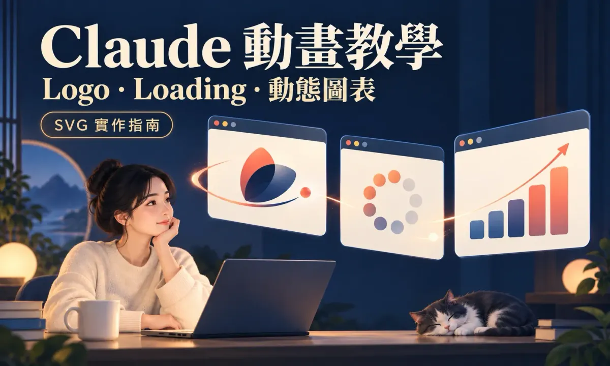AI 生成示意：Logo 動畫、Loading 與動態圖表的三種 SVG 作品