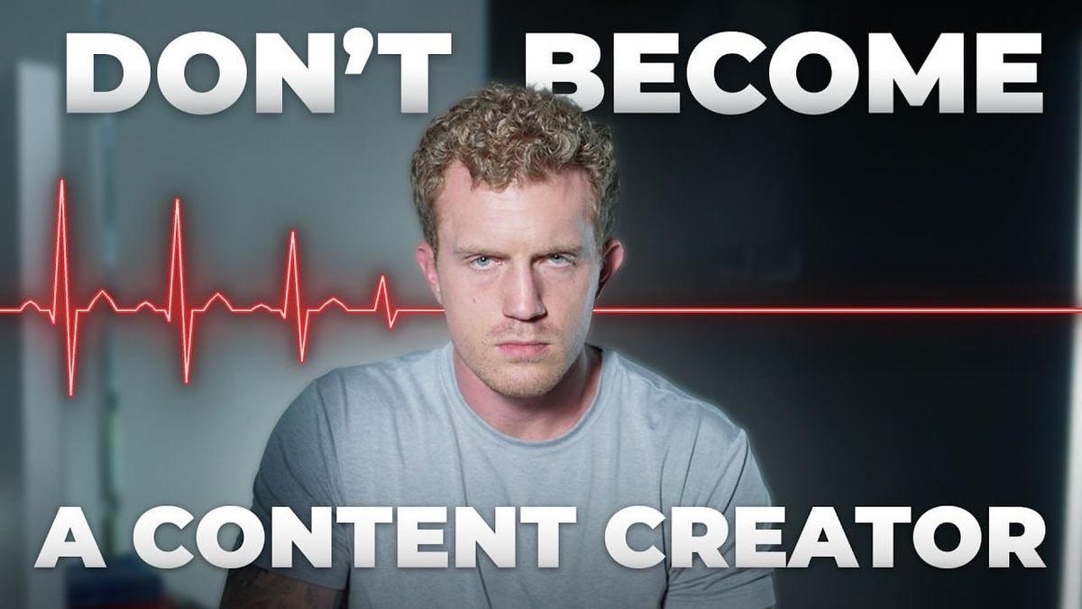 Dan Koe 在 YouTube 影片《The Death Of The Influencer》的官方縮圖：Don't become a content creator