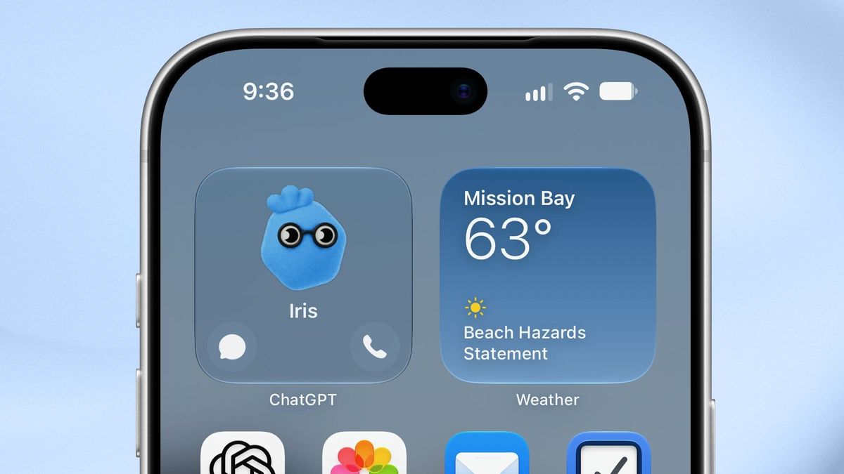ChatGPT dot 在 iPhone 主畫面的訊息與通話小工具