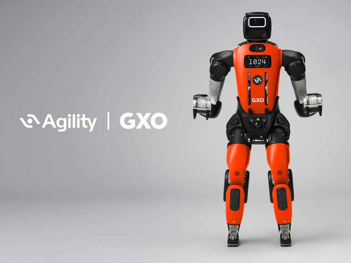 GXO 與 Agility 品牌旁的 Digit 人形機器人