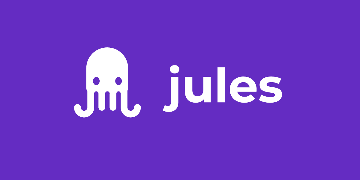 紫色背景的 Google Jules 官方品牌圖，白色章魚圖樣與 jules 字樣。