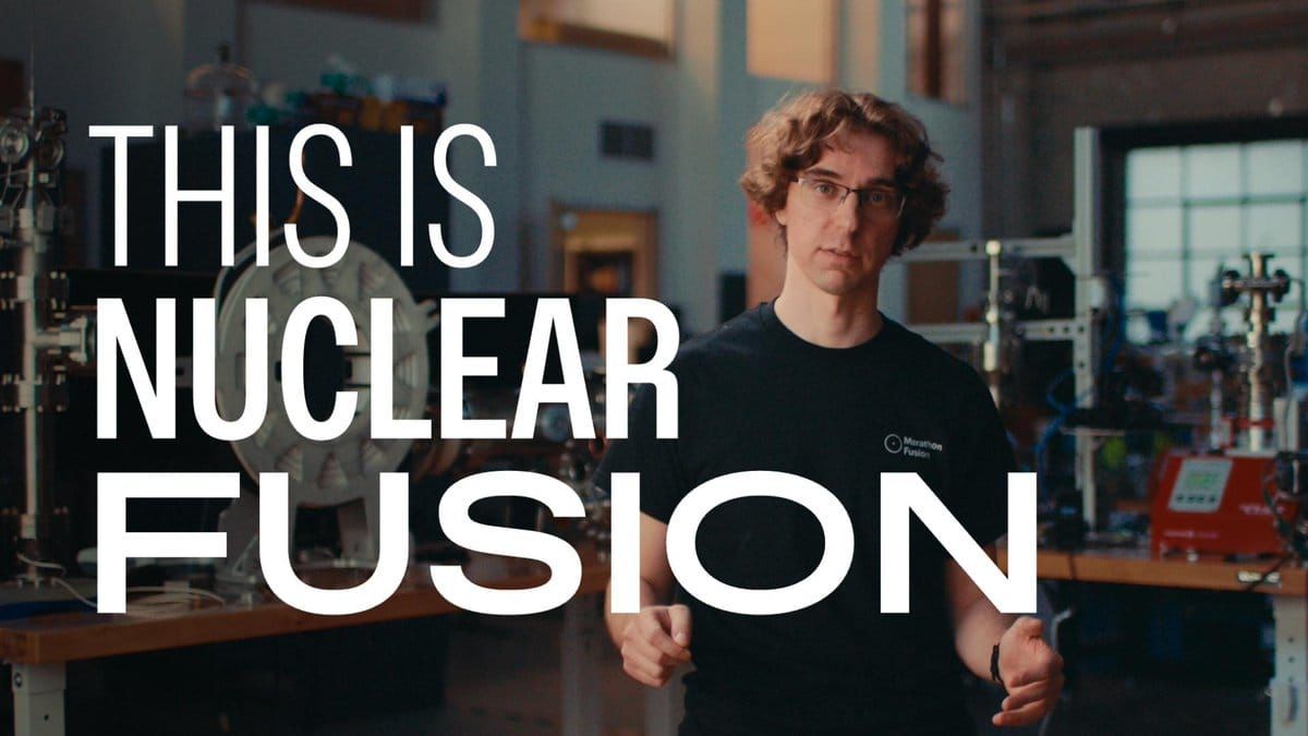 Marathon Fusion官方影片縮圖，人物站在實驗室，畫面文字為This is Nuclear Fusion