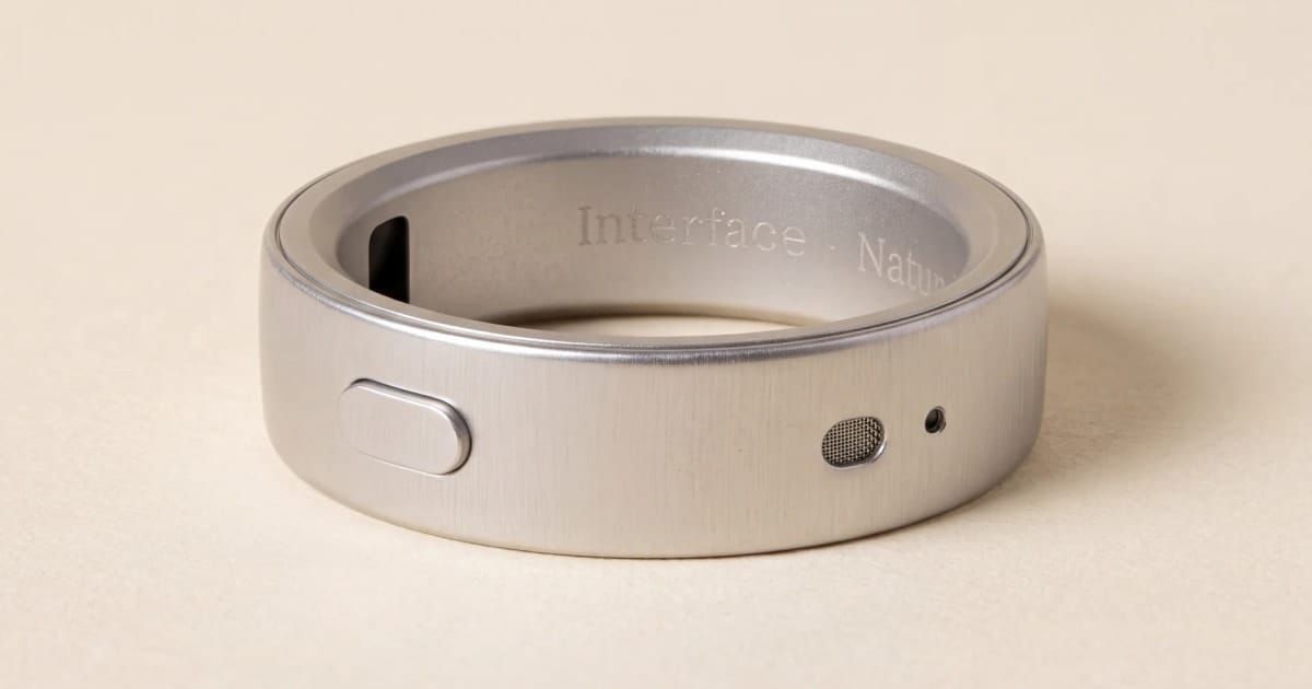Natura Interface 官方銀色戒指外觀，戒身有按鈕與麥克風開孔