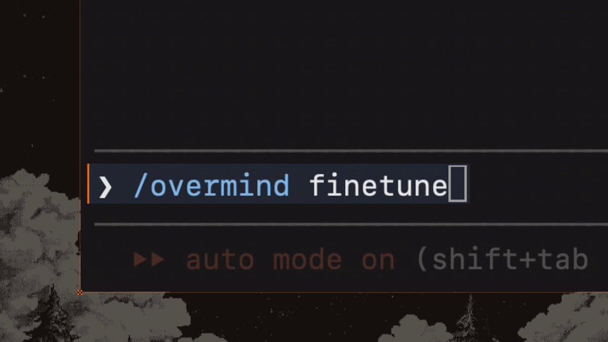 Overmind 官方小模型調校示範影片中的指令畫面。