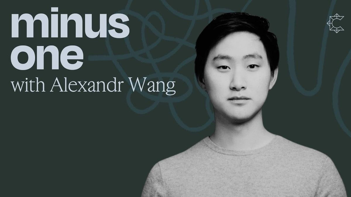 South Park Commons 官方訪談封面，呈現 Alexandr Wang 肖像與 Minus One 節目名稱