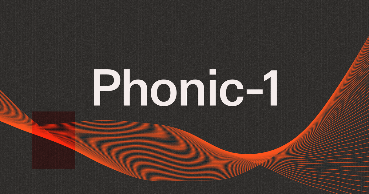 Phonic-1 官方發布圖，黑底橘色曲線與模型名稱。